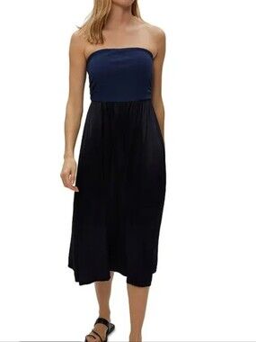 Micheal Stars Empire Classic Strapless Black Midi Dress - Sleek Tube Silhouette